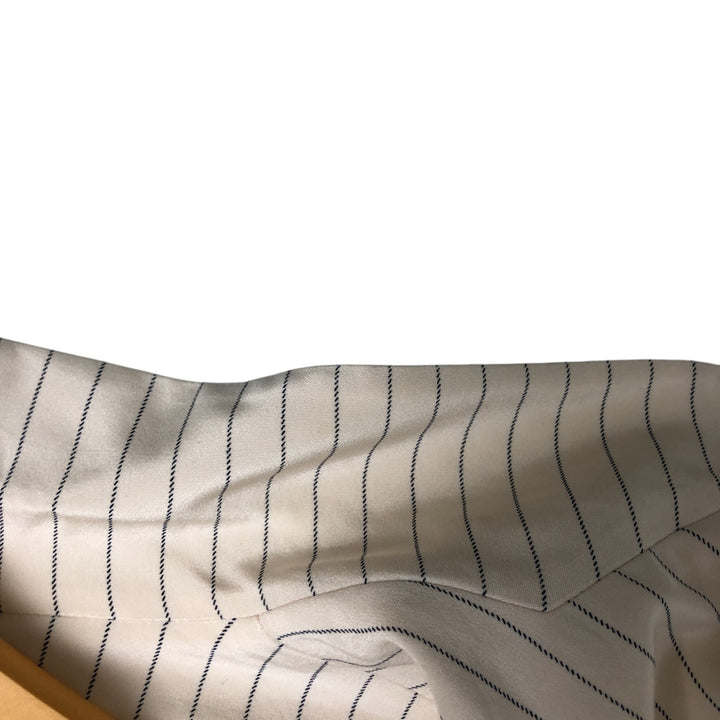 Ralph Lauren Peak Lapel Double Breasted Stripe Pattern Silk Tailored Jacket Women's Size L silk Vintage Second Hand