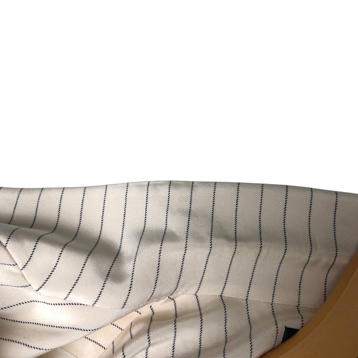 Ralph Lauren Peak Lapel Double Breasted Stripe Pattern Silk Tailored Jacket Women's Size L silk Vintage Second Hand