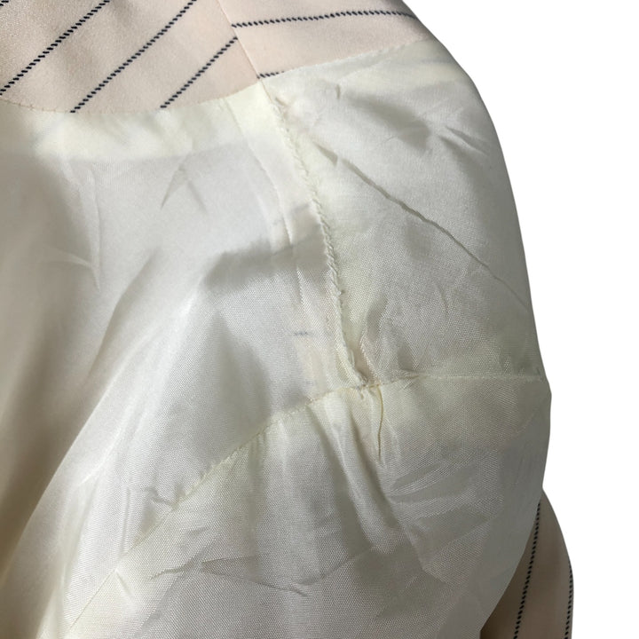 Ralph Lauren Peak Lapel Double Breasted Stripe Pattern Silk Tailored Jacket Women's Size L silk Vintage Second Hand