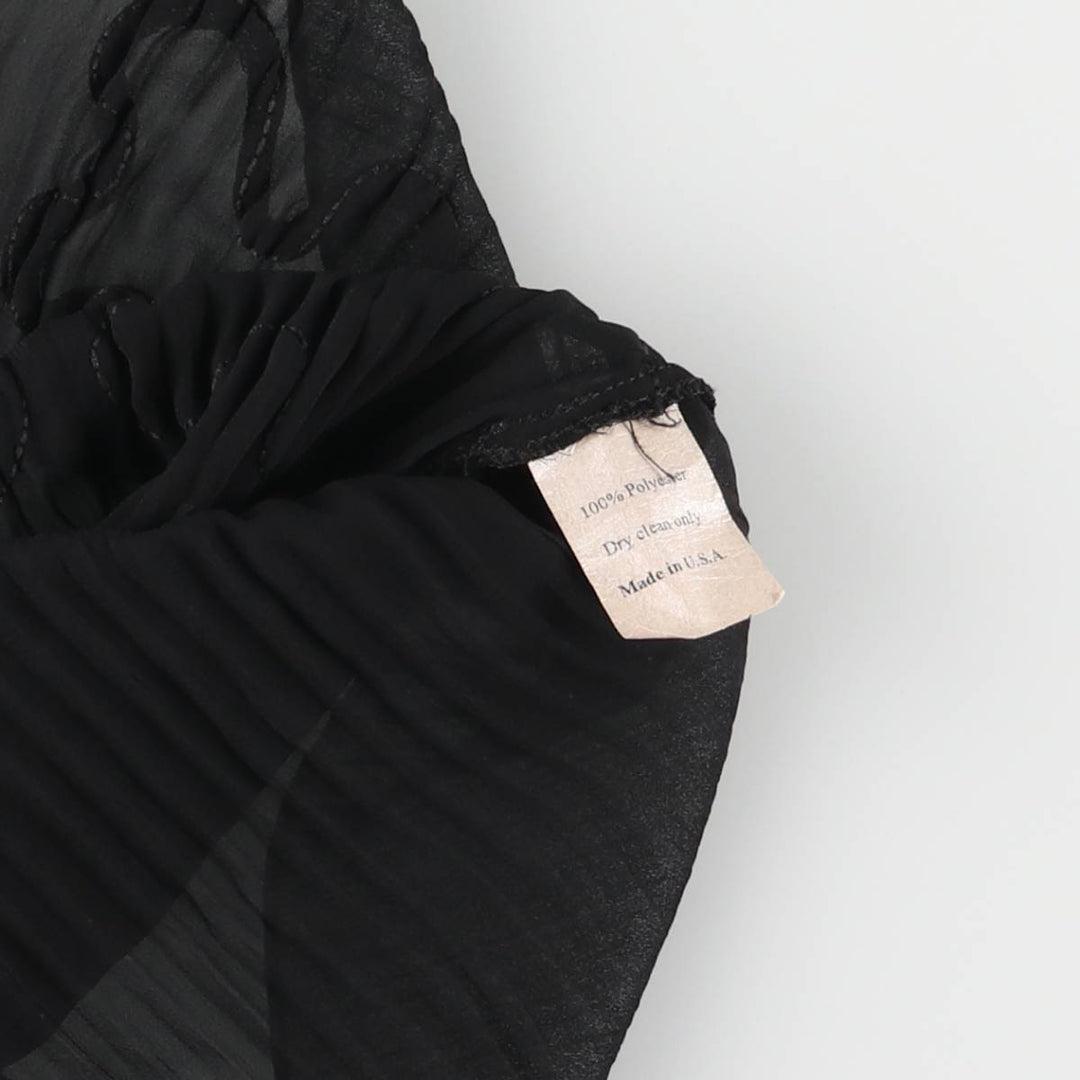 CACHELLI Ruffled Pleated Tape Embroidery Long Sleeve See-Through Shirt Made in USA Women's Size L polyester black type Vintage Second Hand