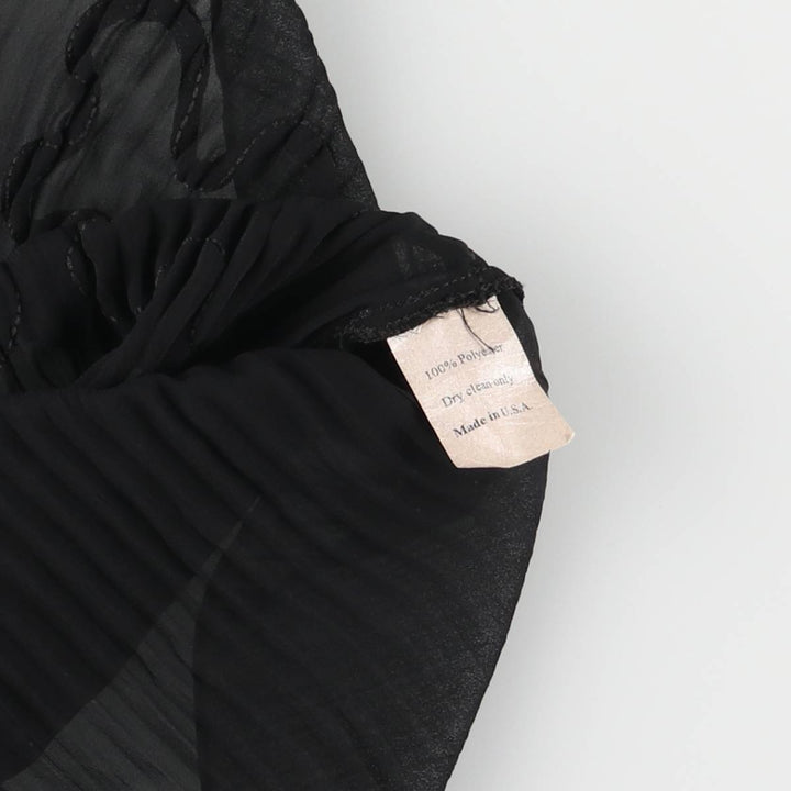 CACHELLI Ruffled Pleated Tape Embroidery Long Sleeve See-Through Shirt Made in USA Women's Size L polyester black type Vintage Second Hand