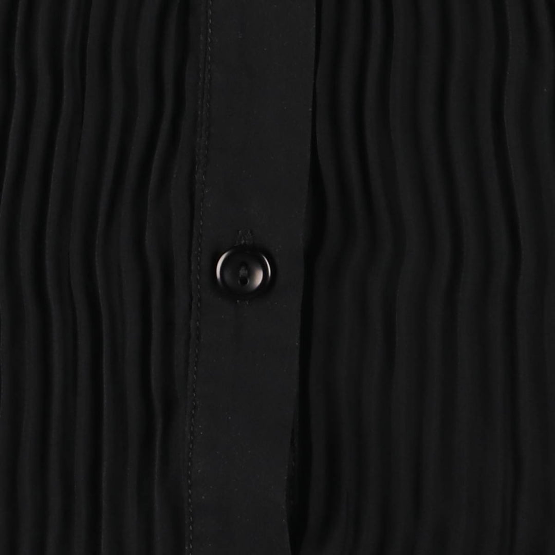 CACHELLI Ruffled Pleated Tape Embroidery Long Sleeve See-Through Shirt Made in USA Women's Size L polyester black type Vintage Second Hand