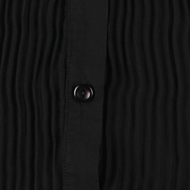 CACHELLI Ruffled Pleated Tape Embroidery Long Sleeve See-Through Shirt Made in USA Women's Size L polyester black type Vintage Second Hand