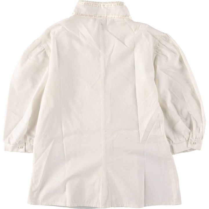 Vintage 1970'S Gunne Sax stand-collar, ruffled, three-quarter sleeve blouse, made in the USA, size S, women's. polyester white type Vintage Second Hand