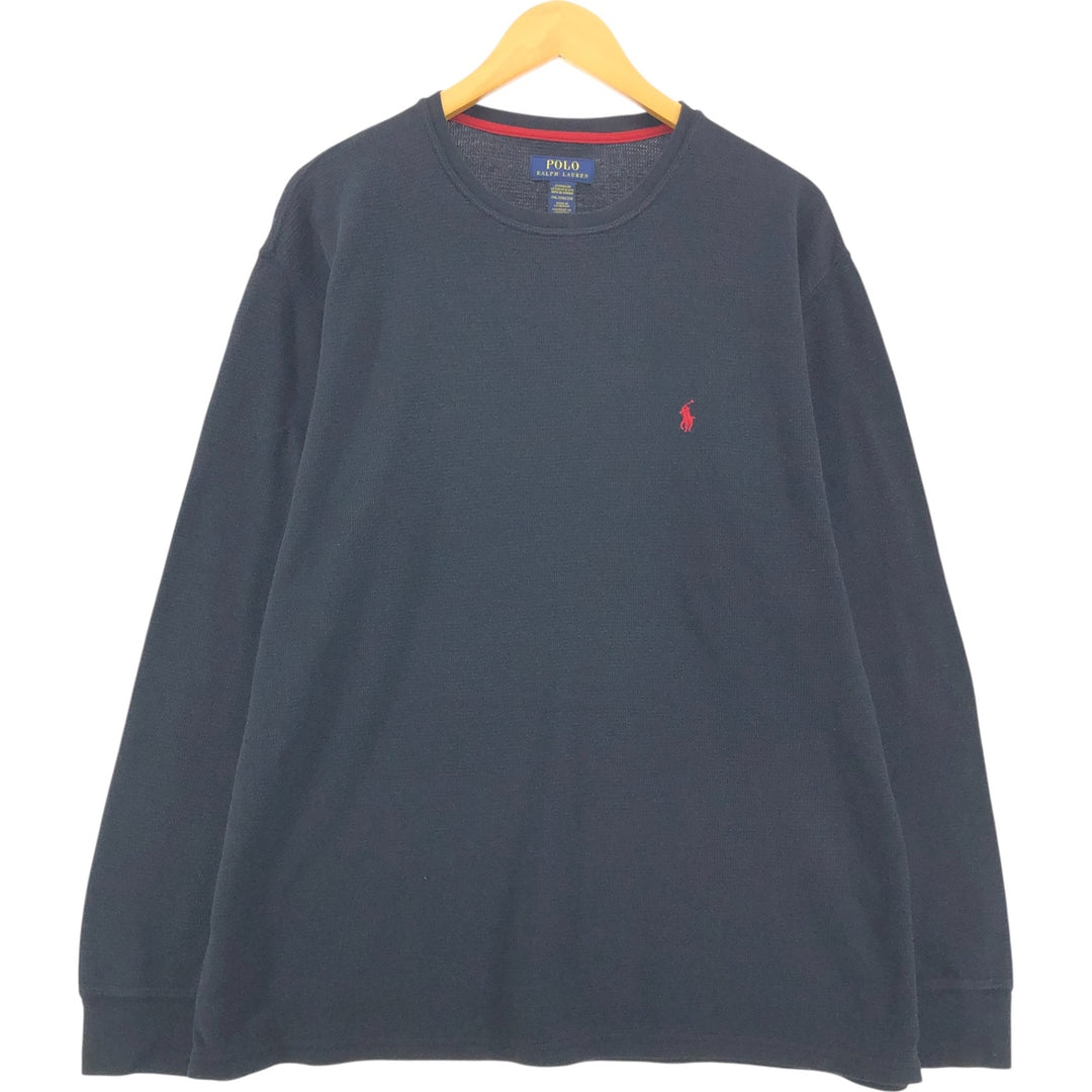 Ralph Lauren POLO RALPH LAUREN SLEEPWEAR Thermal Long T-shirt Honeycomb Men's XXL cotton black type Vintage Second Hand