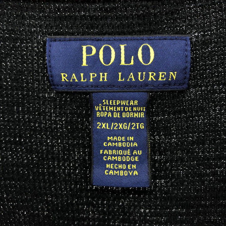Ralph Lauren POLO RALPH LAUREN SLEEPWEAR Thermal Long T-shirt Honeycomb Men's XXL cotton black type Vintage Second Hand