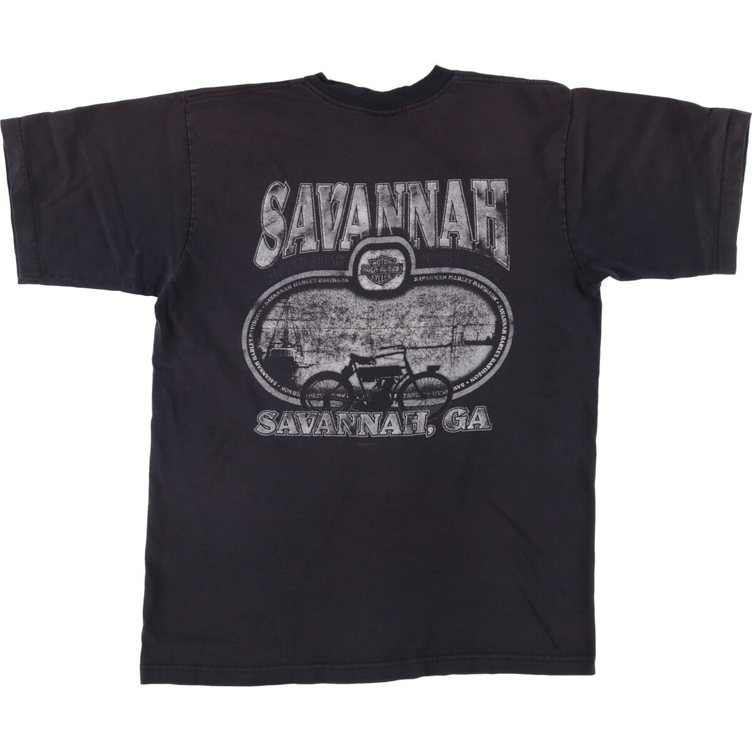 00'S Harley-Davidson Motorcycle Bike T-shirt Made in USA Men's L size cotton Green type dark green Vintage Second Hand