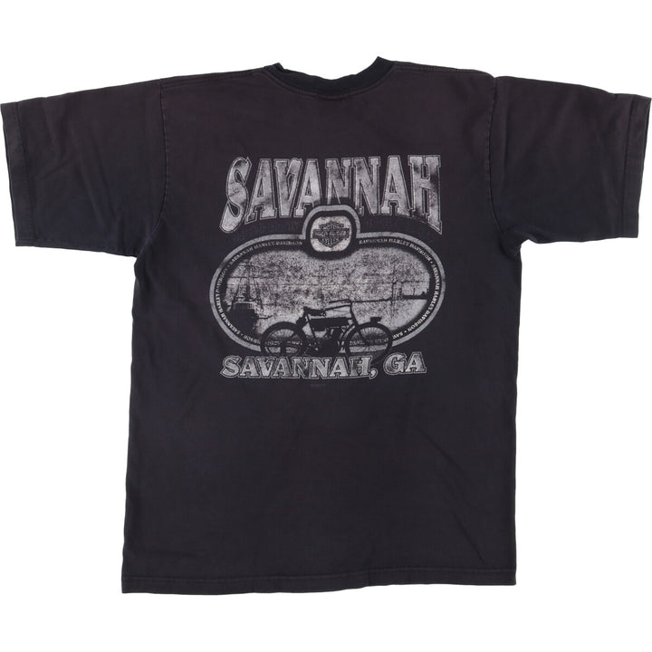 00'S Harley-Davidson Motorcycle Bike T-shirt Made in USA Men's L size cotton Green type dark green Vintage Second Hand