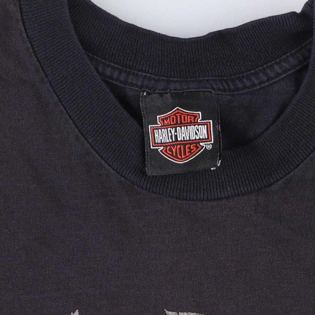 00'S Harley-Davidson Motorcycle Bike T-shirt Made in USA Men's L size cotton Green type dark green Vintage Second Hand