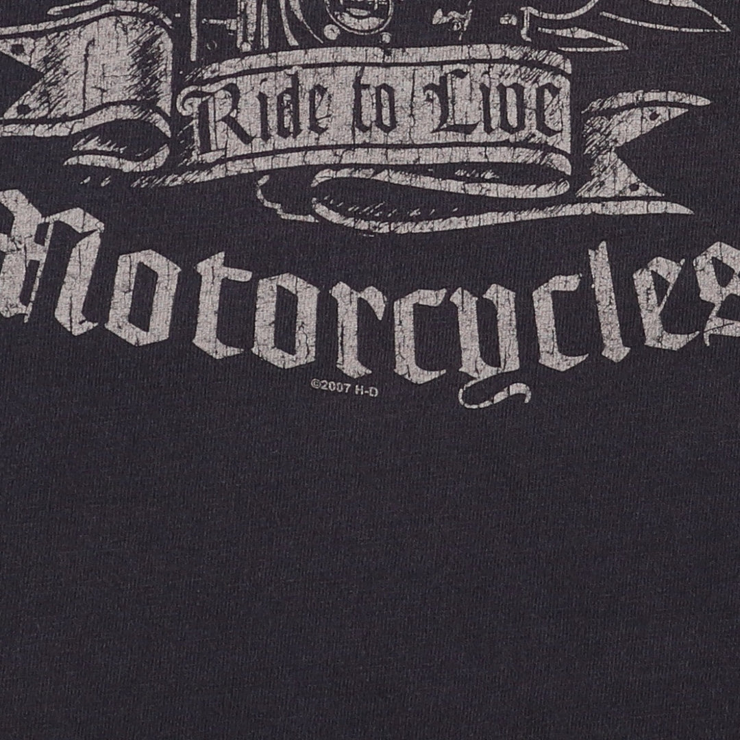 00'S Harley-Davidson Motorcycle Bike T-shirt Made in USA Men's L size cotton Green type dark green Vintage Second Hand