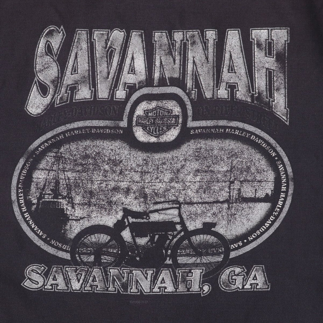 00'S Harley-Davidson Motorcycle Bike T-shirt Made in USA Men's L size cotton Green type dark green Vintage Second Hand