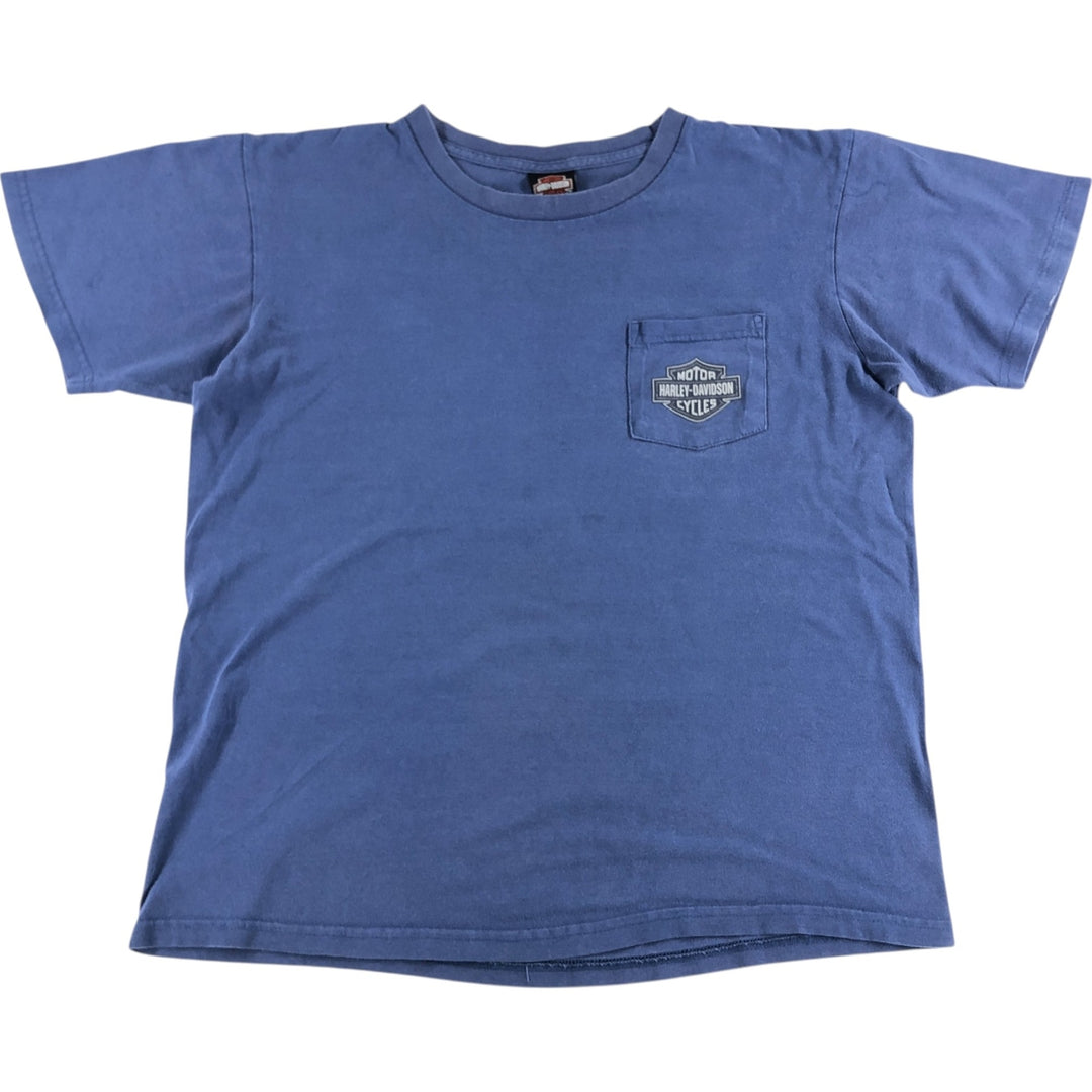 00'S Harley-Davidson Motorcycle Bike T-shirt Made in USA Men's L size cotton blue type Vintage Second Hand