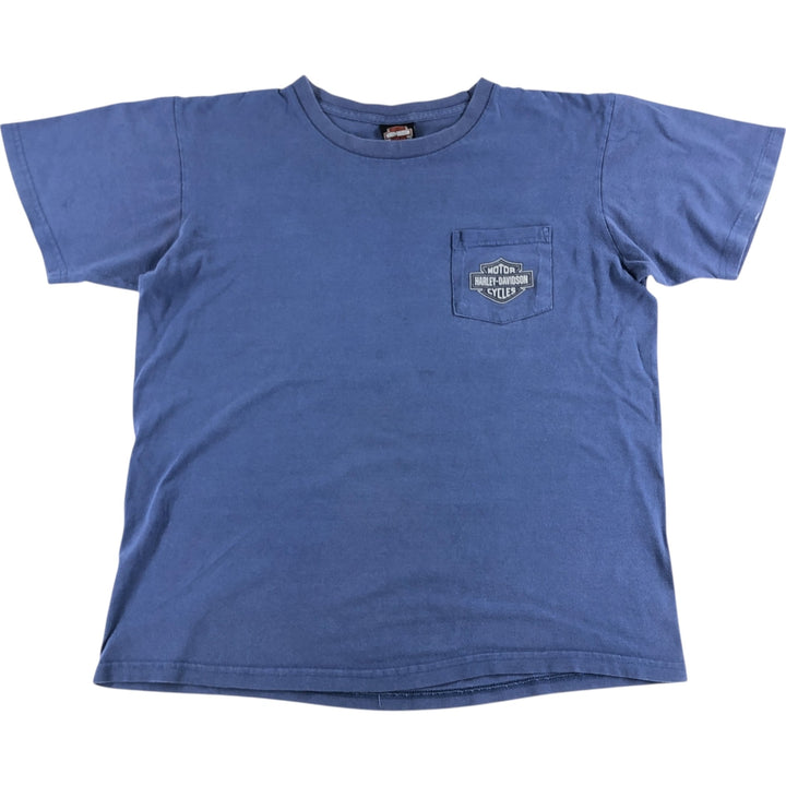 00'S Harley-Davidson Motorcycle Bike T-shirt Made in USA Men's L size cotton blue type Vintage Second Hand
