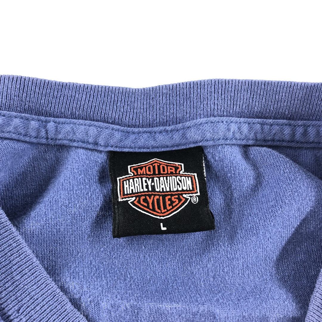00'S Harley-Davidson Motorcycle Bike T-shirt Made in USA Men's L size cotton blue type Vintage Second Hand