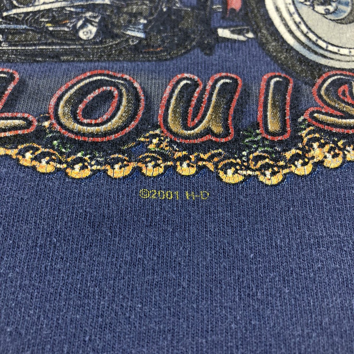 00'S Harley-Davidson Motorcycle Bike T-shirt Made in USA Men's L size cotton blue type Vintage Second Hand