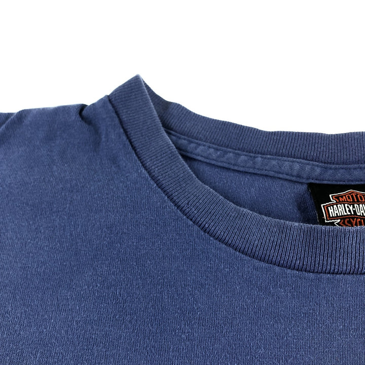 00'S Harley-Davidson Motorcycle Bike T-shirt Made in USA Men's L size cotton blue type Vintage Second Hand