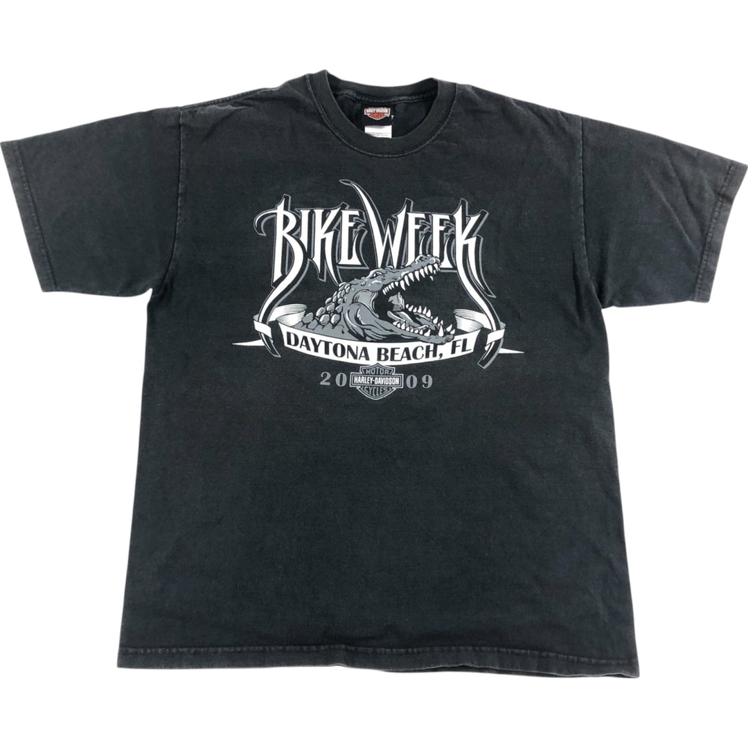00'S Harley-Davidson Motorcycle Bike T-shirt Made in USA Men's L size cotton black type Vintage Second Hand