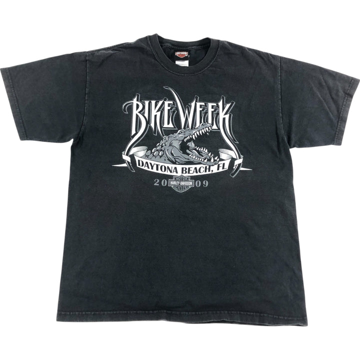 00'S Harley-Davidson Motorcycle Bike T-shirt Made in USA Men's L size cotton black type Vintage Second Hand