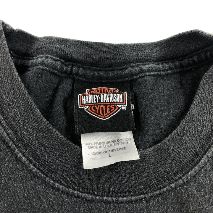 00'S Harley-Davidson Motorcycle Bike T-shirt Made in USA Men's L size cotton black type Vintage Second Hand