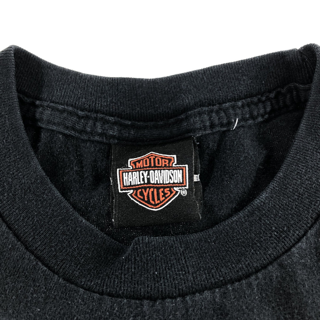 00'S Harley-Davidson Fire Pattern Motorcycle Bike T-Shirt Men's M unclear black type Vintage Second Hand