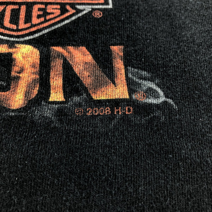 00'S Harley-Davidson Fire Pattern Motorcycle Bike T-Shirt Men's M unclear black type Vintage Second Hand