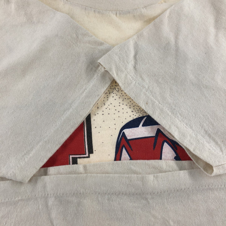 90'S TRUE-FAN Cleveland Indians Sports Print T-Shirt Made in USA Men's L Size Vintage cotton pale white type Vintage Second Hand