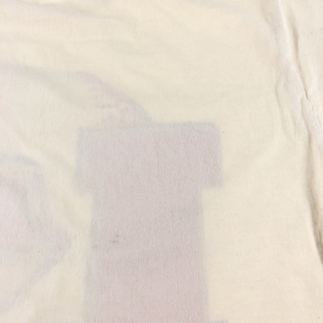 90'S TRUE-FAN Cleveland Indians Sports Print T-Shirt Made in USA Men's L Size Vintage cotton pale white type Vintage Second Hand