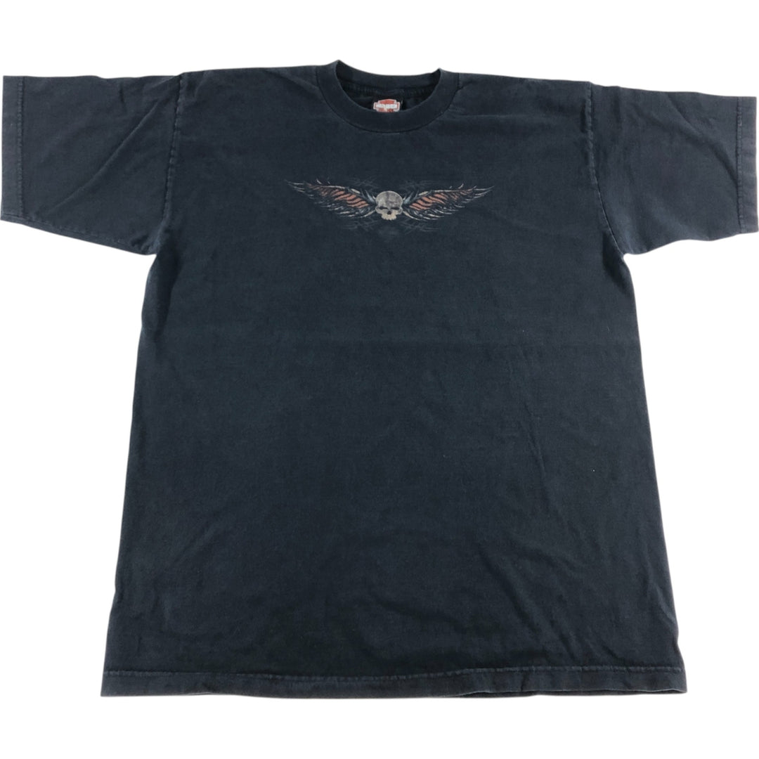 00'S Harley-Davidson Skull Pattern Motorcycle Bike T-shirt Made in USA Men's XL cotton black type Vintage Second Hand