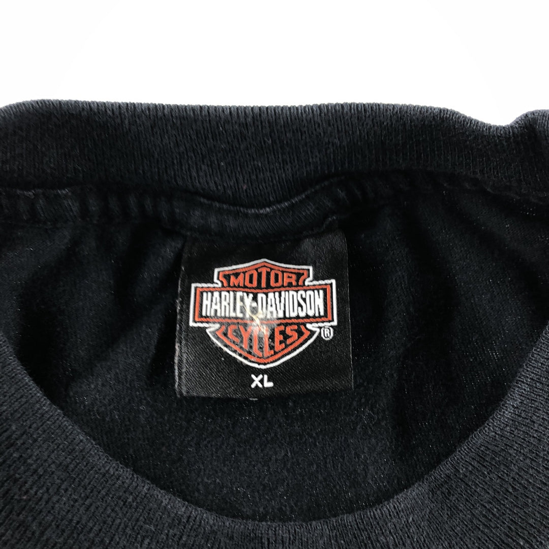 00'S Harley-Davidson Skull Pattern Motorcycle Bike T-shirt Made in USA Men's XL cotton black type Vintage Second Hand
