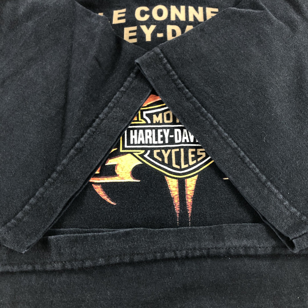 00'S Harley-Davidson Skull Pattern Motorcycle Bike T-shirt Made in USA Men's XL cotton black type Vintage Second Hand