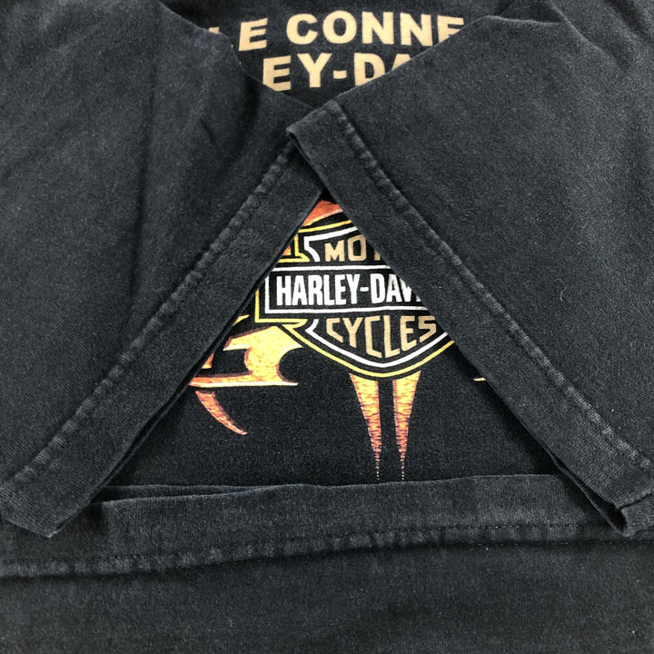 00'S Harley-Davidson Skull Pattern Motorcycle Bike T-shirt Made in USA Men's XL cotton black type Vintage Second Hand