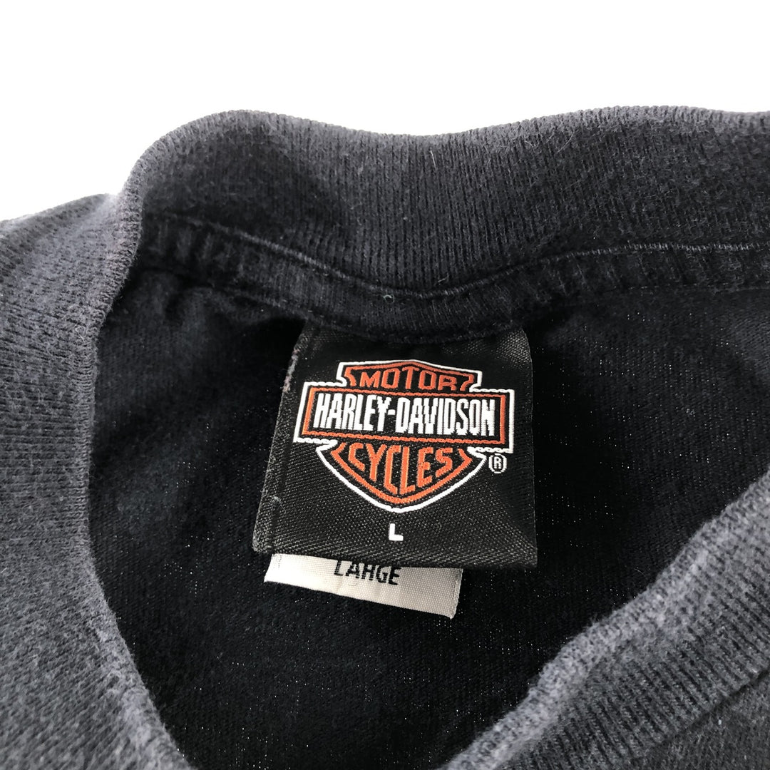 00'S Harley-Davidson Motorcycle Bike T-shirt Made in USA Men's L size cotton black type Vintage Second Hand
