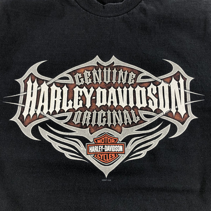 00'S Harley-Davidson Motorcycle Bike T-shirt Made in USA Men's L size cotton black type Vintage Second Hand