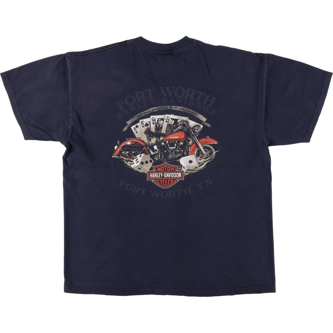 00'S Harley-Davidson Motorcycle Bike T-shirt Made in USA Men's XL cotton navy blue type Vintage Second Hand