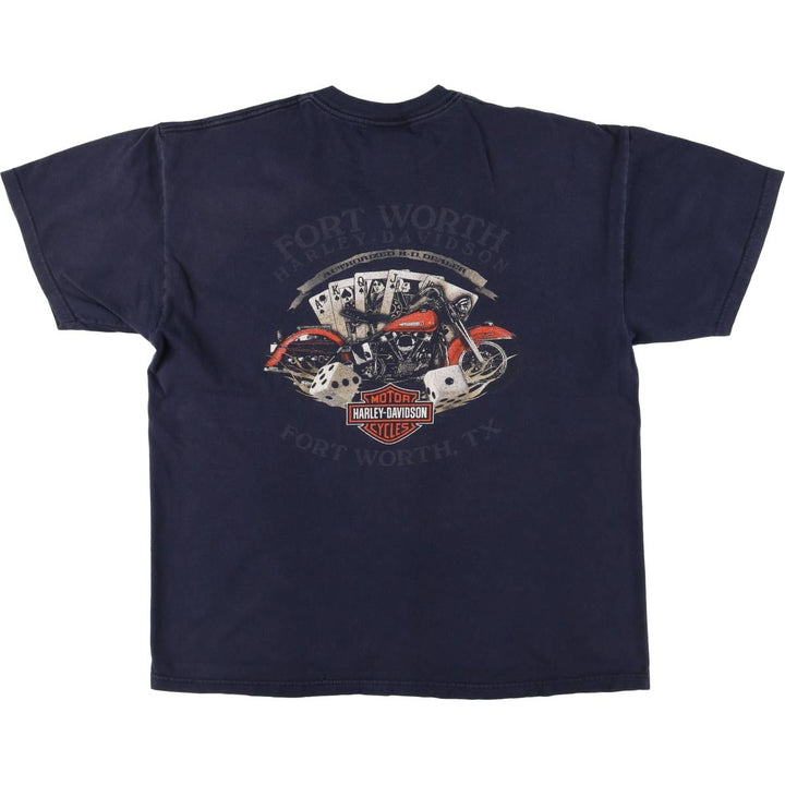 00'S Harley-Davidson Motorcycle Bike T-shirt Made in USA Men's XL cotton navy blue type Vintage Second Hand