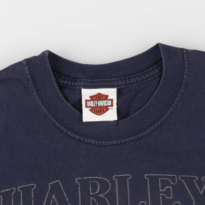 00'S Harley-Davidson Motorcycle Bike T-shirt Made in USA Men's XL cotton navy blue type Vintage Second Hand
