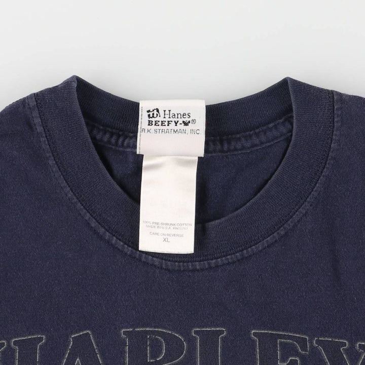 00'S Harley-Davidson Motorcycle Bike T-shirt Made in USA Men's XL cotton navy blue type Vintage Second Hand