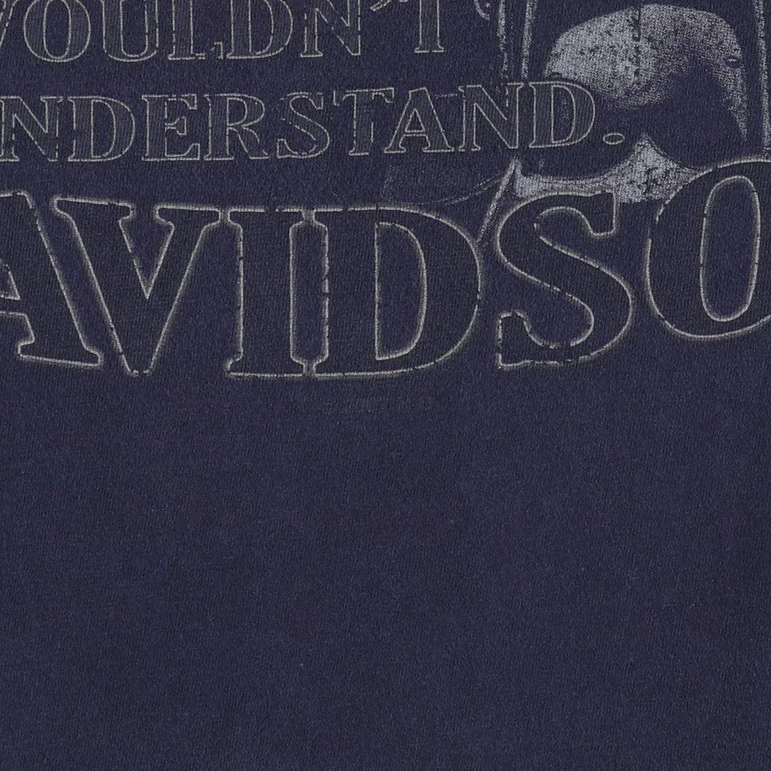 00'S Harley-Davidson Motorcycle Bike T-shirt Made in USA Men's XL cotton navy blue type Vintage Second Hand