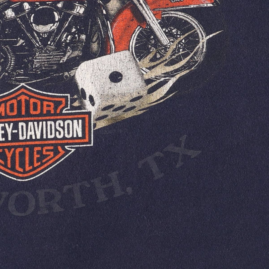 00'S Harley-Davidson Motorcycle Bike T-shirt Made in USA Men's XL cotton navy blue type Vintage Second Hand