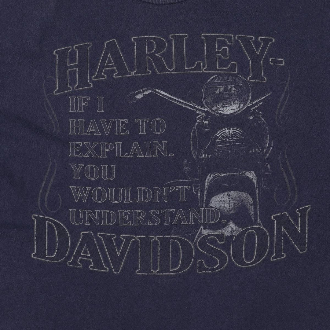 00'S Harley-Davidson Motorcycle Bike T-shirt Made in USA Men's XL cotton navy blue type Vintage Second Hand