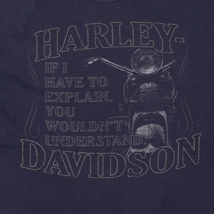00'S Harley-Davidson Motorcycle Bike T-shirt Made in USA Men's XL cotton navy blue type Vintage Second Hand