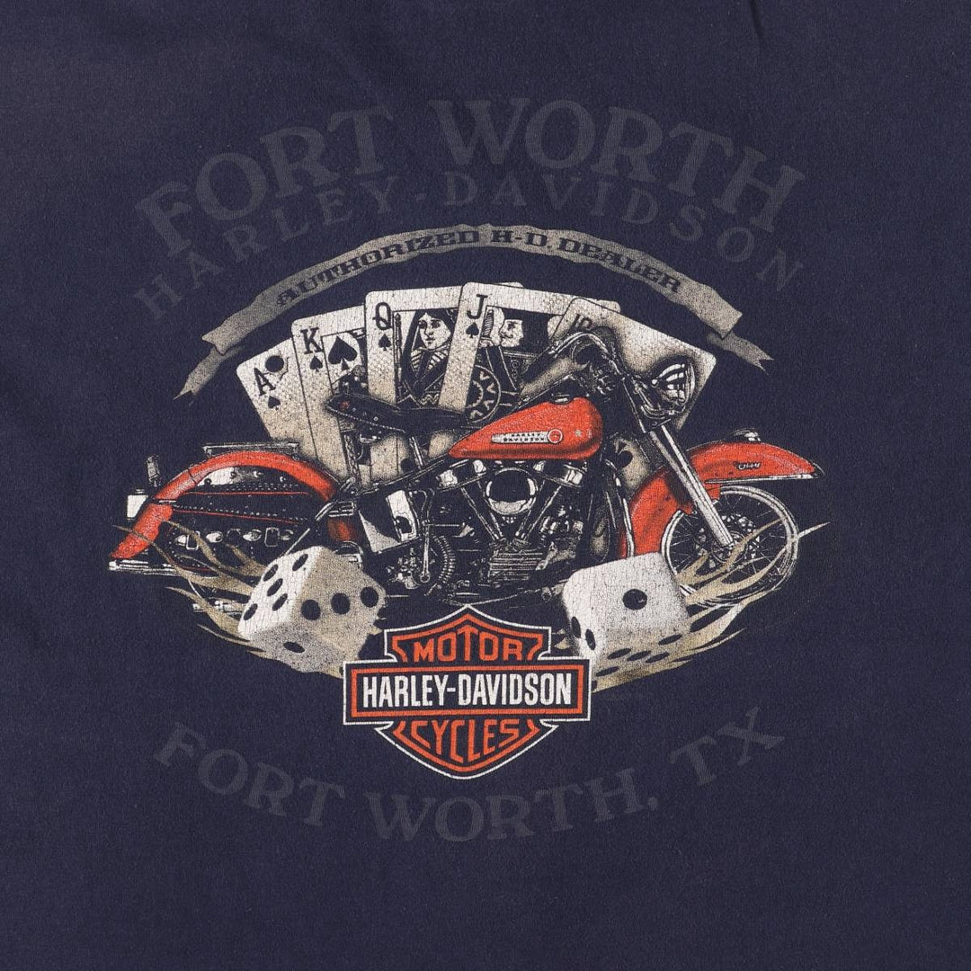 00'S Harley-Davidson Motorcycle Bike T-shirt Made in USA Men's XL cotton navy blue type Vintage Second Hand