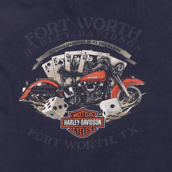 00'S Harley-Davidson Motorcycle Bike T-shirt Made in USA Men's XL cotton navy blue type Vintage Second Hand