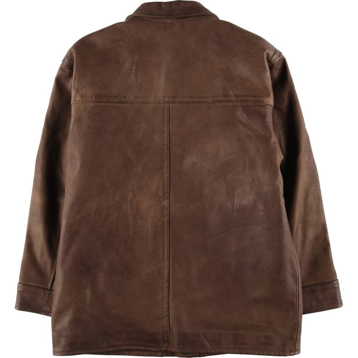 LENNOX Leather Car Coat Made in the UK Men's M size genuine leather brown type Vintage Second Hand