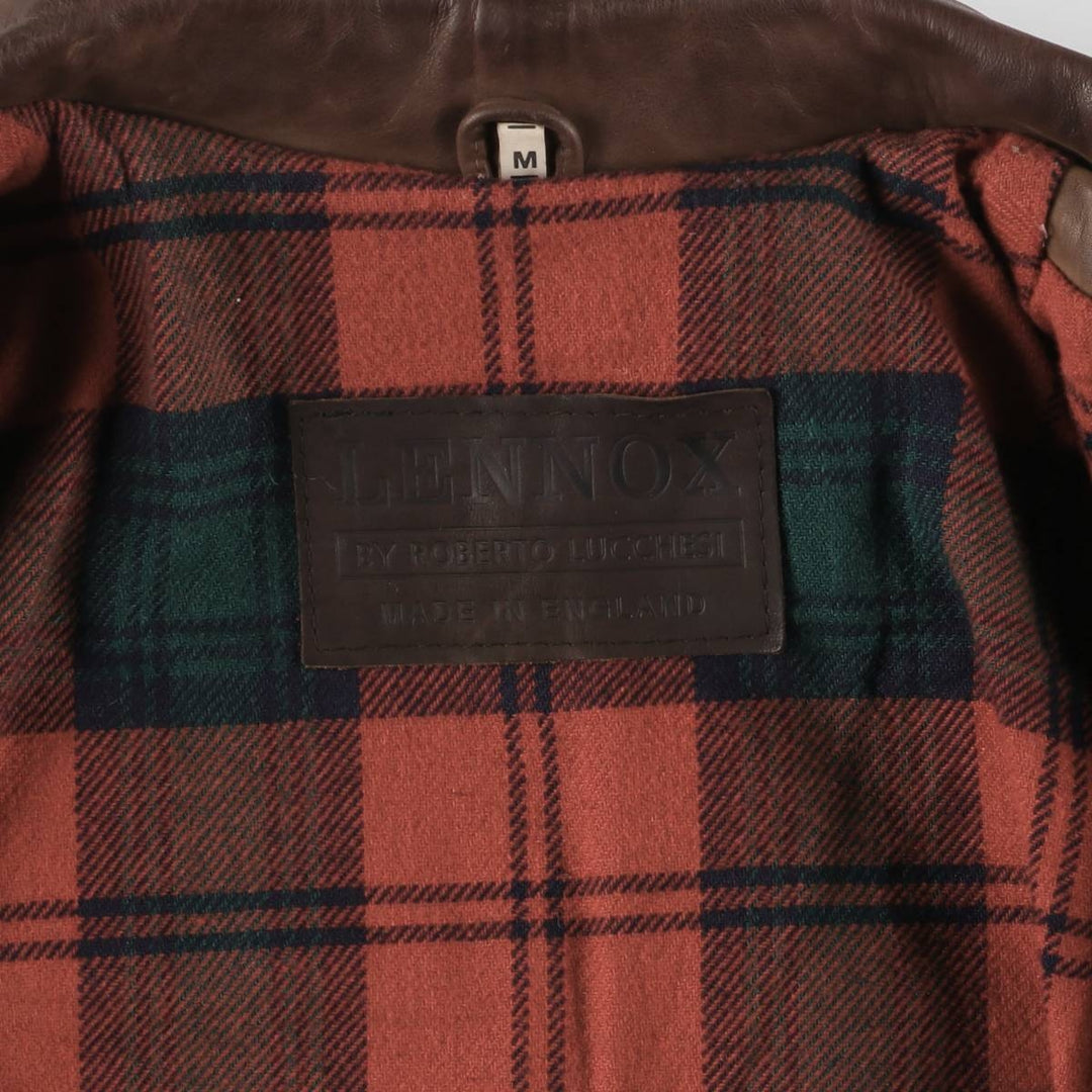 LENNOX Leather Car Coat Made in the UK Men's M size genuine leather brown type Vintage Second Hand