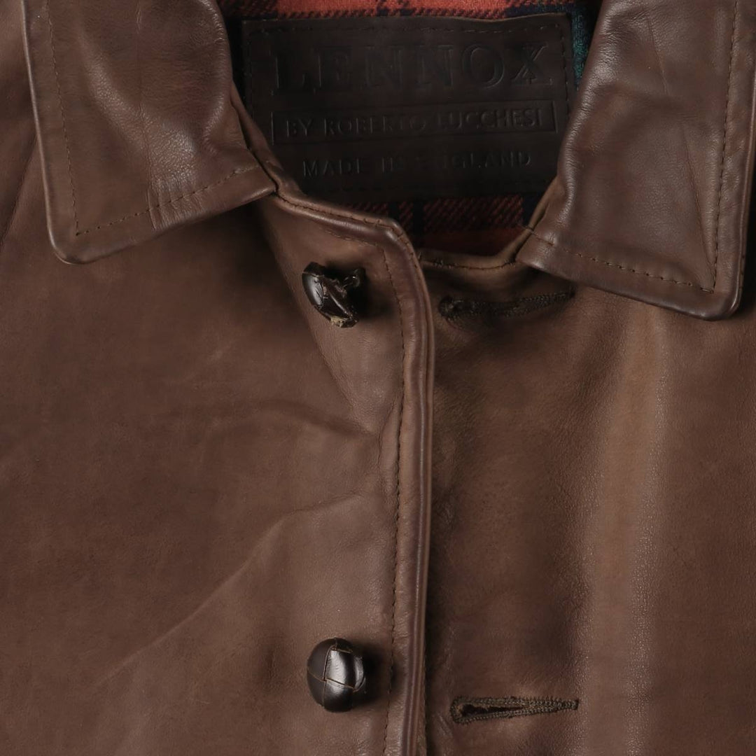 LENNOX Leather Car Coat Made in the UK Men's M size genuine leather brown type Vintage Second Hand