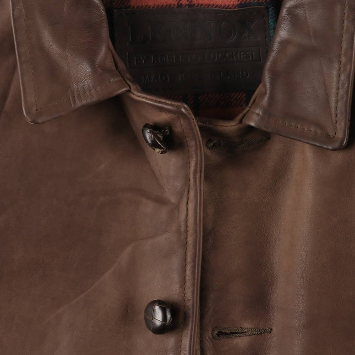 LENNOX Leather Car Coat Made in the UK Men's M size genuine leather brown type Vintage Second Hand