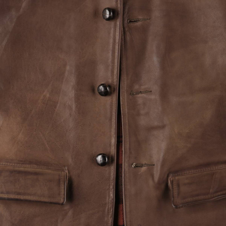 LENNOX Leather Car Coat Made in the UK Men's M size genuine leather brown type Vintage Second Hand