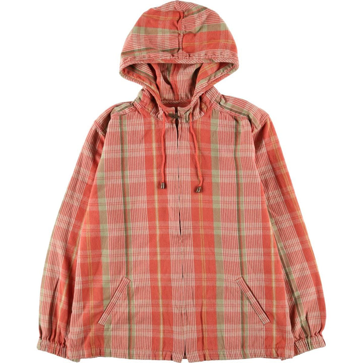 CHRISTOPHER＆BANKS Check Pattern Cotton Parka for Women, Size M cotton red type Vintage Second Hand
