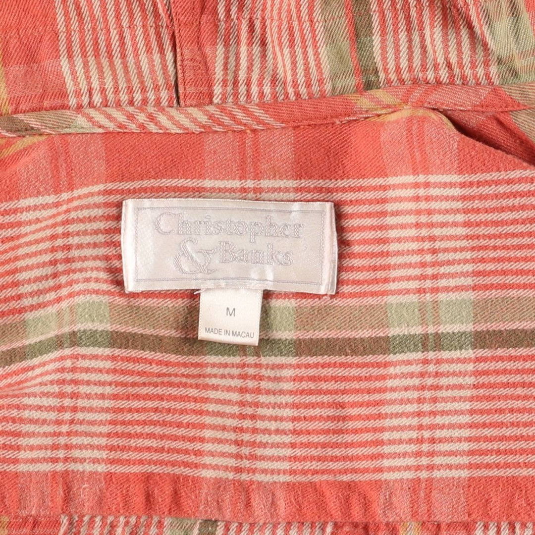 CHRISTOPHER＆BANKS Check Pattern Cotton Parka for Women, Size M cotton red type Vintage Second Hand